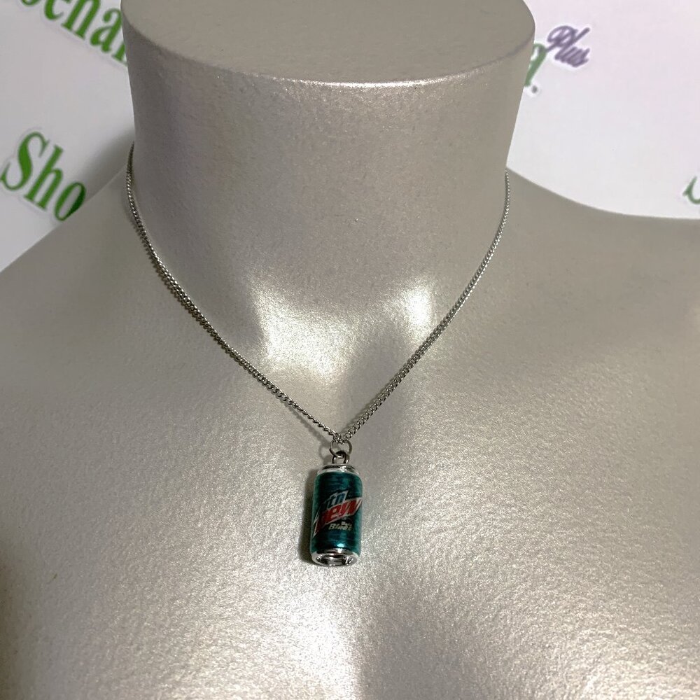 Mountain Dew Necklace Baja Blast Soda Can Drink Mnt Dew Jewelry 18'' Chain